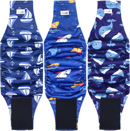 Premium Male Dog Wraps - High Absorbency Male Dog Diapers (Pack of 3) - Washable Belly Band for Male Dogs Incontinence and Puppy Training (Sailboat, XL)