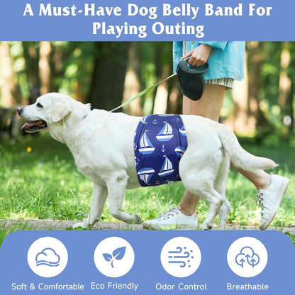 Premium Male Dog Wraps - High Absorbency Male Dog Diapers (Pack of 3) - Washable Belly Band for Male Dogs Incontinence and Puppy Training (Sailboat, XL)