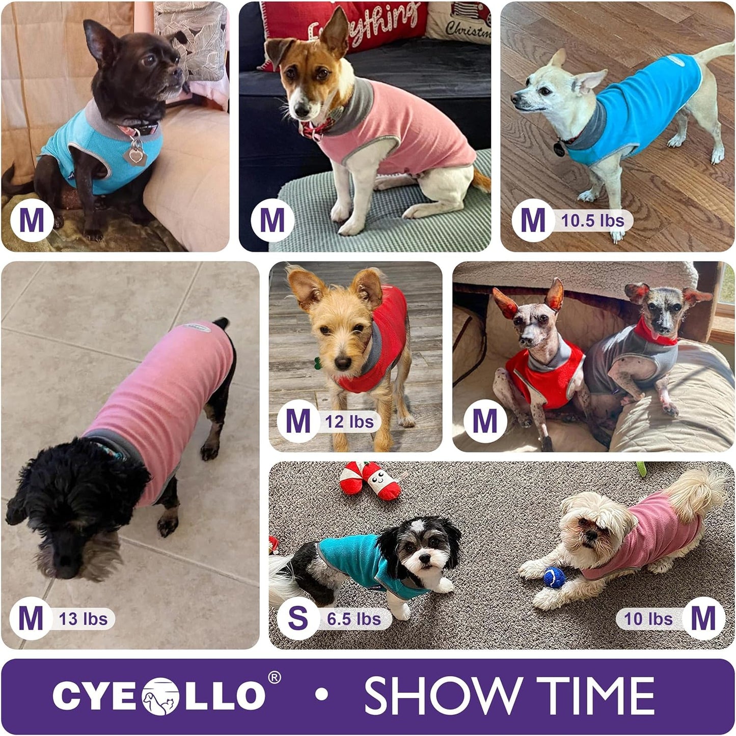 2 Pack Dog Sweatshirts Fleece Jacket with Reflective Stripe Pullover Stretchy Dog Sweater Soft Pet Clothes Lightweight Dog Sweaters for Small Dogs Turquoise & Grey
